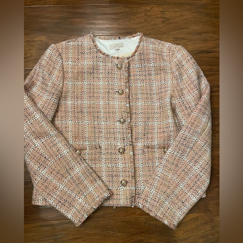 Loft Sparkle Textured Tweed Jacket Size L